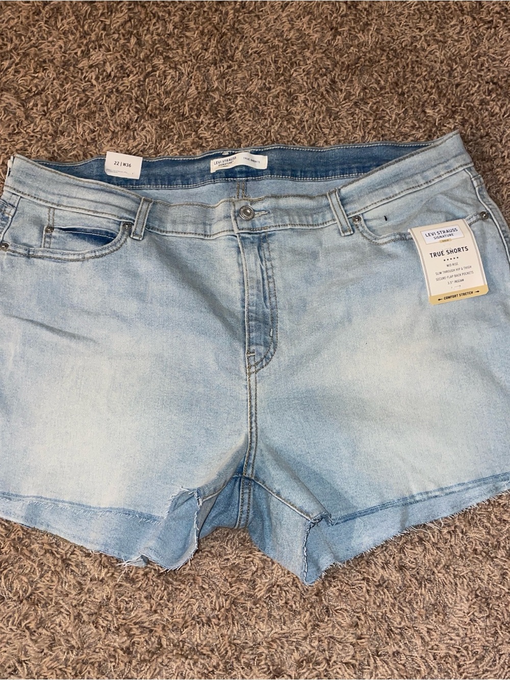Levi's Light Wash Denim Shorts - Pale Blue-stretchy-3.5” inseam